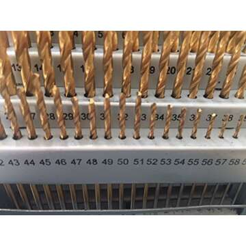 LLDSIMEX 60 Piece 1#-60# Titanium Nitride Coated Numbered Drill Bit Set High Speed Steel (0.228" - 0.040")