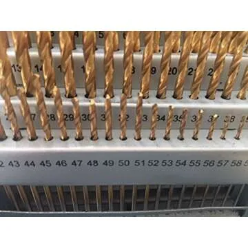 LLDSIMEX 60 Piece 1#-60# Titanium Nitride Coated Numbered Drill Bit Set High Speed Steel (0.228" - 0.040")