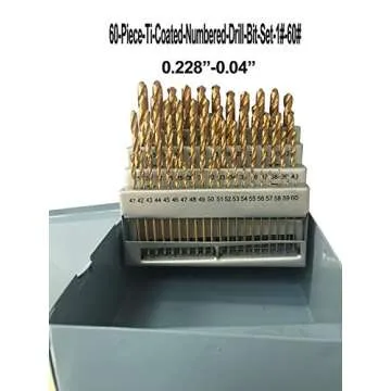 LLDSIMEX 60 Piece 1#-60# Titanium Nitride Coated Numbered Drill Bit Set High Speed Steel (0.228" - 0.040")