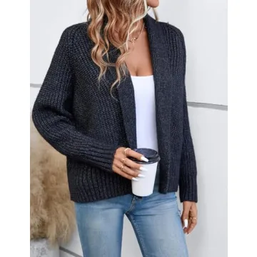 Yingkis Women's Cardigan Sweaters Fall Winter Open Front Batwing Long Sleeve Shawl Neck Chunky Knit Loose Outwear Coats,Navy Blue 2XL