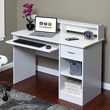 OneSpace Essential Computer Desk with Keyboard Shelf, Elegant Design for Home & Office