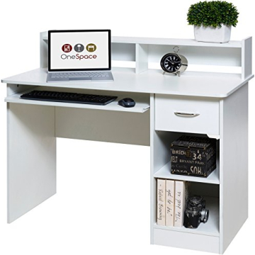 OneSpace Essential Computer Desk with Keyboard Shelf, Elegant Design for Home & Office