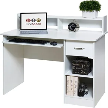 OneSpace Essential Computer Desk with Keyboard Shelf, Elegant Design for Home & Office