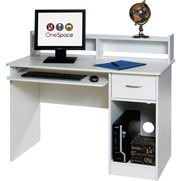OneSpace Essential Computer Desk with Keyboard Shelf, Elegant Design for Home & Office