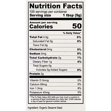 Anthony's Organic Hulled Sesame Seeds, 2 lb, White, Raw, Gluten Free, Non GMO, Keto Friendly