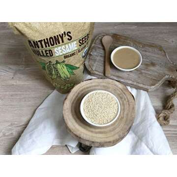 Anthony's Organic Hulled Sesame Seeds, 2 lb, White, Raw, Gluten Free, Non GMO, Keto Friendly