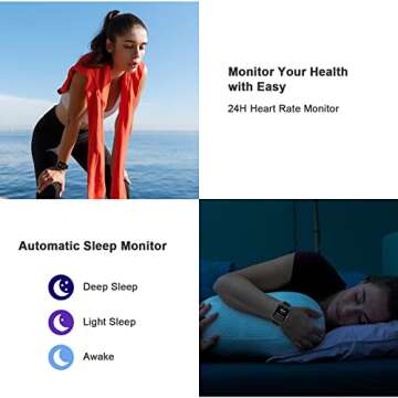 Smart Watch, 1.69'' Touch Screen Fitness Tracker with Heart Rate Monitor, Sleep Monitor, Activity Tracker, Pedometer, Fitness Watch IP68 Waterproof Smartwatch for Men Compatible Android iOS, Black