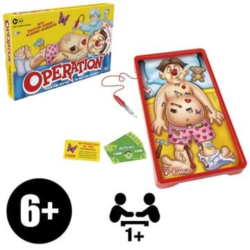 Hasbro Gaming Classic Operation Game, Electronic Board Game with Cards, Indoor Game for Kids Ages 6 ...