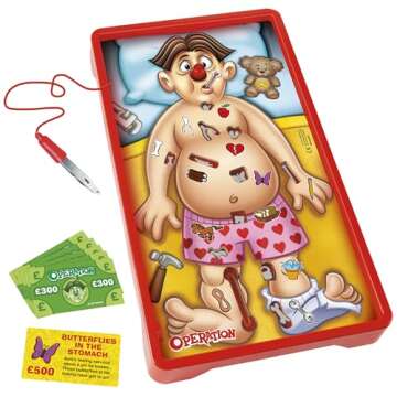Hasbro Gaming Classic Operation Game, Electronic Board Game with Cards, Indoor Game for Kids Ages 6 and Up
