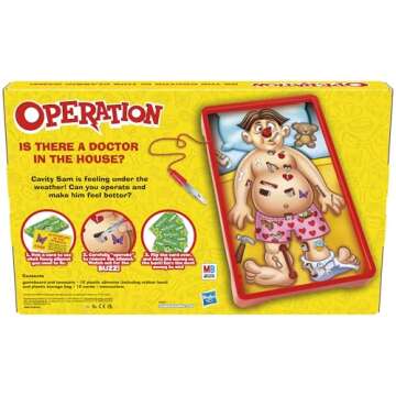 Hasbro Gaming Classic Operation Game, Electronic Board Game with Cards, Indoor Game for Kids Ages 6 and Up