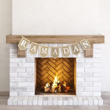 flangairy Ramadan Banner Decorations for Home 2025 White Eid Mubarak Wooden Sign Ramadan Kareem Wood...