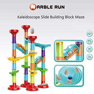 Marble Run Set Building Blocks Glass Marbles for Kids Ages 4-8 Girls Boys Toys STEM Maze Educational Race Game Birthday Gifts