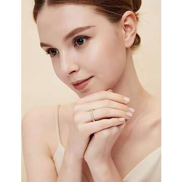 EAMTI 3mm 925 Sterling Silver Wedding Band Round Cubic Zirconia Full Eternity Stackable Engagement Ring for Women Size 3-13