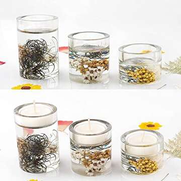 3PCS Tealight Holder Mold Votive Candle Holder Resin Mold Cylinder Silicone Mould DIY Epoxy Resin Craft Jewelry Trinket Holder Tray for Party Wedding Home Decor