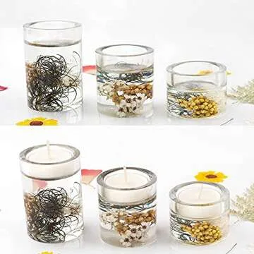 3PCS Tealight Holder Mold Votive Candle Holder Resin Mold Cylinder Silicone Mould DIY Epoxy Resin Craft Jewelry Trinket Holder Tray for Party Wedding Home Decor