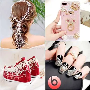 Mckanti 10000pcs Flat Back Pearls Half Round Pearl Beads Flatback Loose Beads for Crafts DIY Phone Nail Making (2mm/3mm/4mm/5mm/6mm/8mm/10mm) White