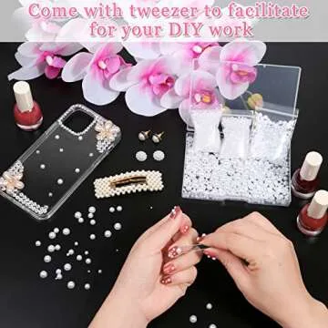 Mckanti 10000pcs Flat Back Pearls Half Round Pearl Beads Flatback Loose Beads for Crafts DIY Phone Nail Making (2mm/3mm/4mm/5mm/6mm/8mm/10mm) White