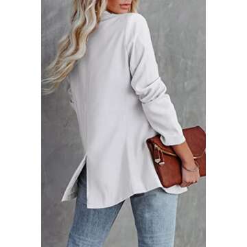 PRETTYGARDEN Women's Casual Blazers Long Sleeve Open Front Button Work Office Blazer Jackets with Pockets (White,Small)