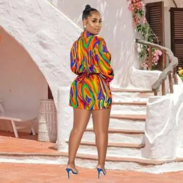 Fastkoala Women's Two Piece Outfits Casual Long Sleeve Shorts Pants Set Sweatsuits Jogging Tracksuit with Pockets Orange3 XXL