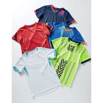 Boys Athletic Shirts Pack - Youth Short Sleeve Tees