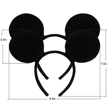FANYITY 2 Pcs Mouse Ears, Mouse Costume Ears Headband for Boy Party (Black)