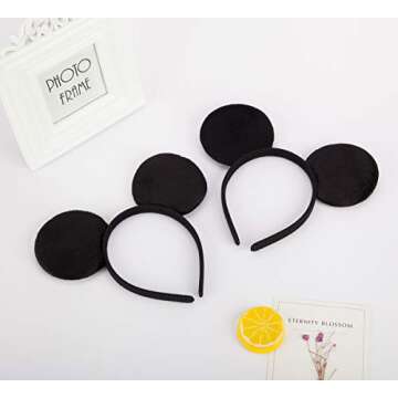 FANYITY 2 Pcs Mouse Ears, Mouse Costume Ears Headband for Boy Party (Black)