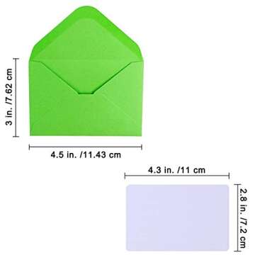 Supla 140 Sets Colorful Mini Envelopes with White Blank Business Cards Note Cards 14 Colors Small Gi...