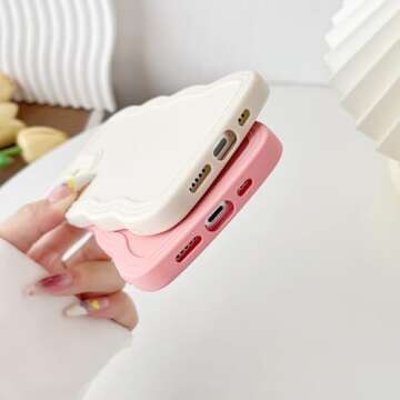 Caseative for iPhone 12 Case, Solid Color Curly Wave Frame Soft Compatible with iPhone Case (White,iPhone 12)