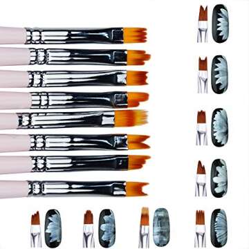 8 Pcs Nail Brush Pen Premium Upgrade Wood Handle, Gradient Painting Brush Set UV Gel Flower Drawing ...