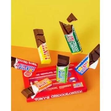 Tony's Chocolonely Chocolate Bar Variety Pack - Milk, Dark, Nougat, Caramel, Hazelnut, Almond & Sea Salt - 6 Individually Packed Bars