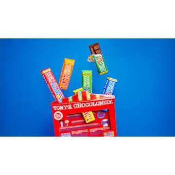Tony's Chocolonely Chocolate Bar Variety Pack - Milk, Dark, Nougat, Caramel, Hazelnut, Almond & Sea Salt - 6 Individually Packed Bars