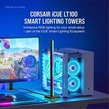 Corsair iCUE LT100 Smart Lighting Tower Starter Kit - RGB Ambient Lighting, Black