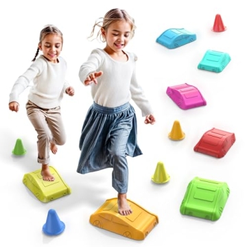 TIGERHU Balance Stepping Stones, 7pcs Kids Jumping Stones Up to 270Lbs,Toddlers Obstacle Course Coor...
