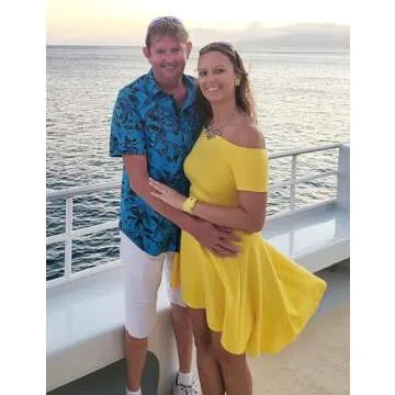 Sarin Mathews Women Off The Shoulder Short Sleeve High Low Cocktail Skater Dress Yellow M