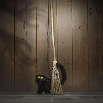 TG,LLC Treasure Gurus Yellow Witch Wizard Straw Broomstick Movie Stage Photo Prop Broom Stick Costume Accessory Halloween Decor, Brown