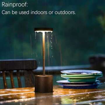 Cordless Table Lamp Rechargeable, Outdoor Portable Battery Operated LED Light, IP54, 3 Color Dimmable, for Home Restaurant Outside Dining Bar Patio Kitchen Party Cocktail (2 Pack Mocha)