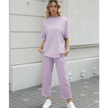 SeeLuNa Women's Lounge Set with Batwing Sleeves and Pockets