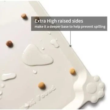 Hoki Found Silicone Pet Food Mats Tray - High-Lips Pet Dog Cat Bowl Mats - Dog Pet Cat Feeding Mat -...