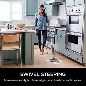 Shark Steam & Scrub All-in-One Scrubbing and Sanitizing Hard Floor Steam Mop, Designed for Hard Floors, with 4 Dirt Grip Soft Scrub Washable Pads, 3 Steam Modes & LED Headlights, S7005 (Renewed)
