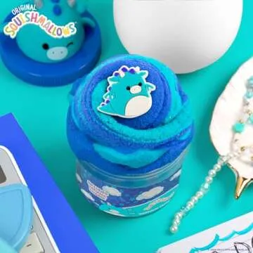Original Squishmallows Tatiana The Dragon Premium Cloud Slime, 8 oz. Fluffy Slime, Blue Raspberry Scented, 3 Fun Slime Add Ins, Pre-Made Slime for Kids, Great 6 Year Old Toys, Super Soft Sludge Toy