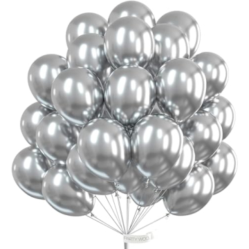 PartyWoo Metallic Silver Balloons, 50 pcs 12 Inch Silver Metallic Balloons for Unforgettable Celebra...