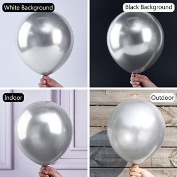 PartyWoo Metallic Silver Balloons, 50 pcs - Glamorous Décor
