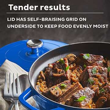 Instant Electric Round Dutch Oven, 6-Quart 1500W, From the Makers of Instant Pot, 5-in-1: Braise, Slow Cook, Sear/Sauté, Cooking Pan, Food Warmer, Enameled Cast Iron, Included Recipe Book, Blue