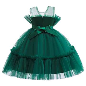 Allcent Backless Flower Girl Dress Little Kids Birthday Prom Pageant Birthday Party Performance Formal Princess Ball Gown Dresses 2T 3T Green 100