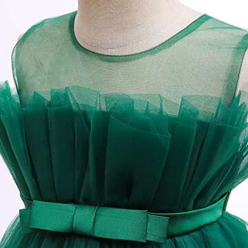 Allcent Backless Flower Girl Dress Little Kids Birthday Prom Pageant Birthday Party Performance Formal Princess Ball Gown Dresses 2T 3T Green 100