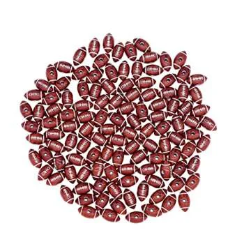 120 Pieces Football Beads Acrylic Sports Beads with Big Hole and 1 Roll Elastic String for Bracelets Necklaces Earrings Hair Ties Keychain Craft Making