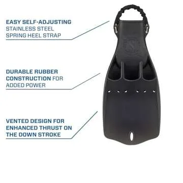 SCUBAPRO Jet Diving Fin with Spring Heel Strap (Black, Extra Large)