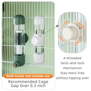 MANON ROSA Bird Water Dispenser – Plunger Design Hygienic Leak-Proof Water Feeder for Parrots, Parakeets, Cockatiels, Lovebirds, and Budgies – Cage Accessories (Small,Pink)