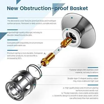 Vessel Sink Drain,Bathroom Pop-up Drain with Detachable Basket Stopper, Anti-Explosion and Anti-Clog...