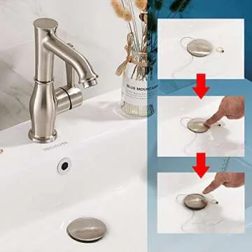 Vessel Sink Drain,Bathroom Pop-up Drain with Detachable Basket Stopper, Anti-Explosion and Anti-Clogging Drain Strainer, Sink Drain Assembly with Overflow Brushed Nickel, REGALMIX RWF083J
